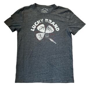 Lucky Brand Men's MD Clover Guitar Pick Cord Graphic T-shirt